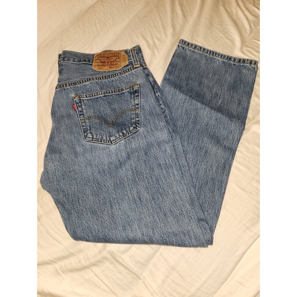 Levi's 501 Medium Wash Straight Leg Button Fly Jeans